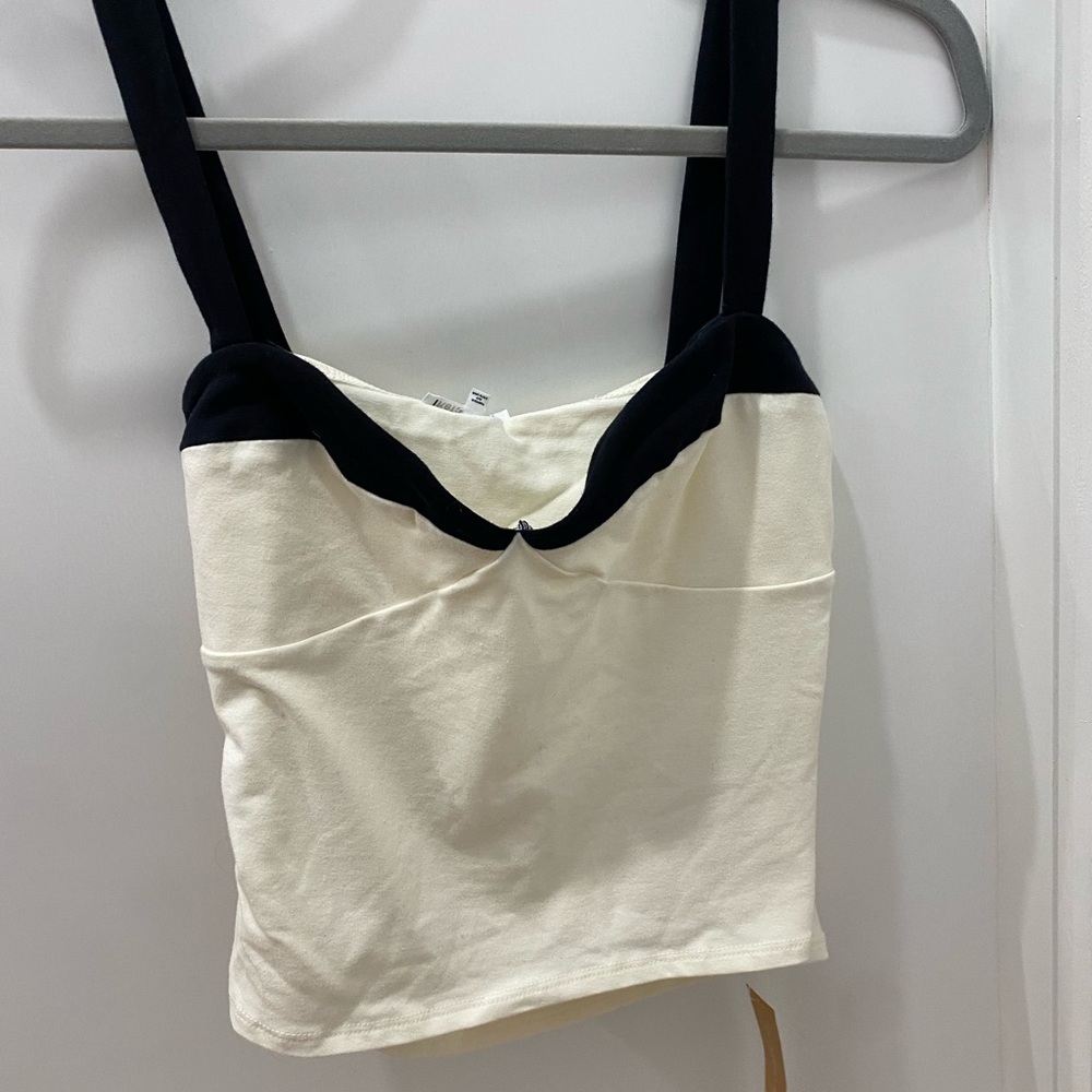 Reformation Black and Cream Tank Top